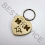 WOODEN KEYRING HEART (PACK OF 10)